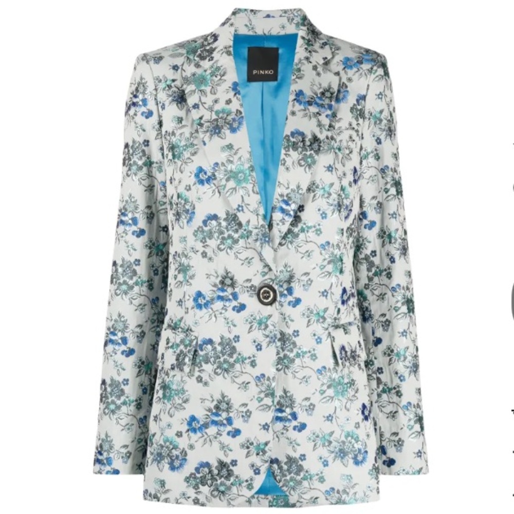 Pinko Women's Floral Blazer - Blue and White